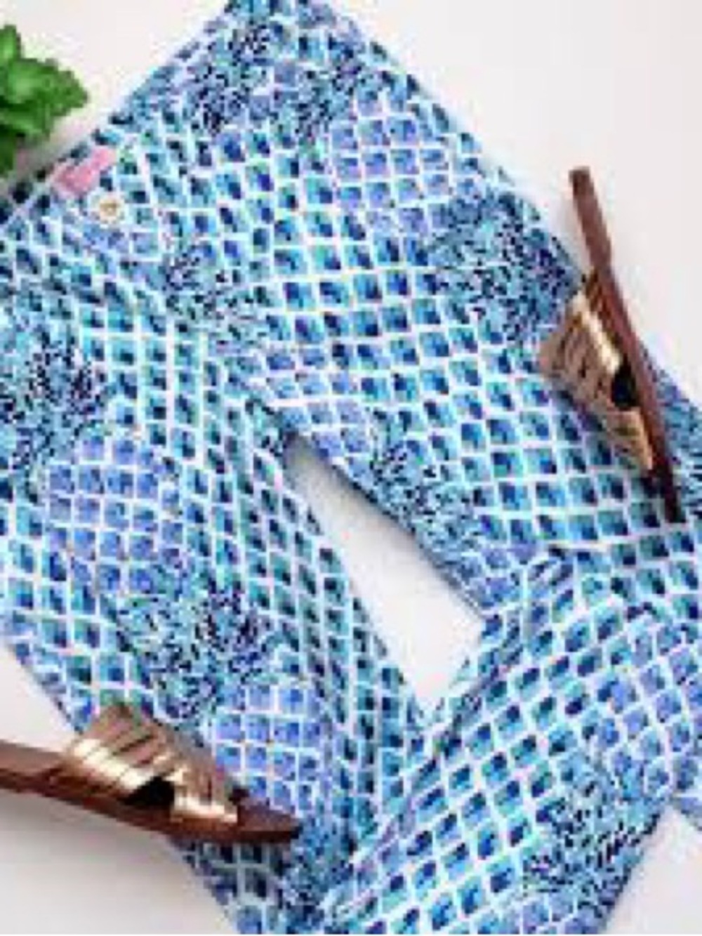 Lilly Pulitzer Kelly Stretch Ankle Pants - Blue Patterned Never Worn! Size 4